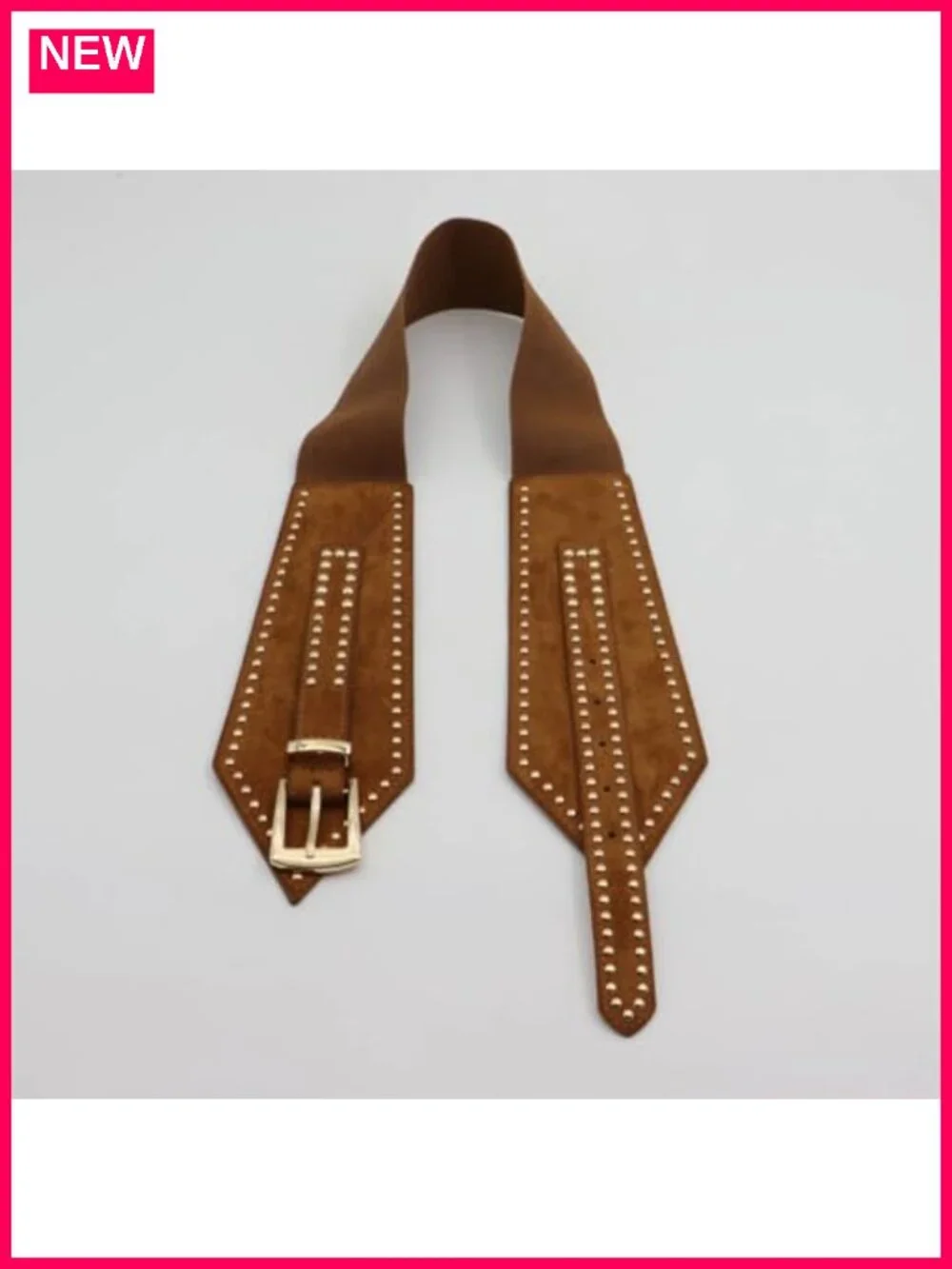 Women Wide Elastic Stretchy Chunky Belt with Gold Buckle